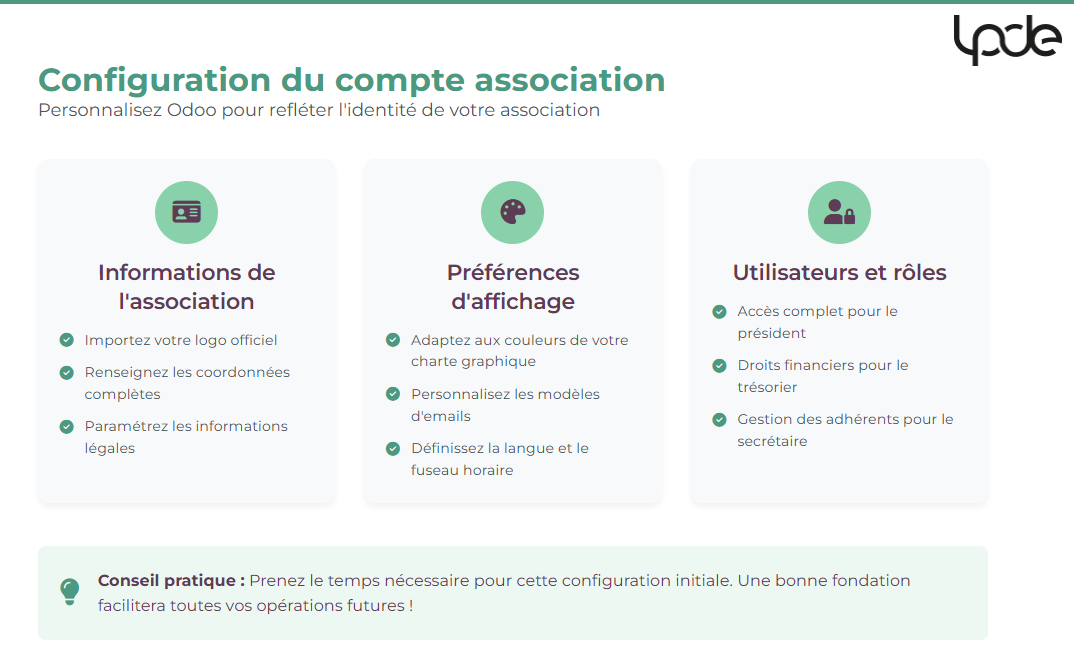 Configuration du compte association dans Odoo